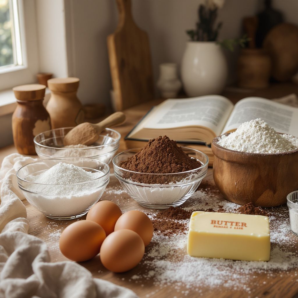Quels ingrédients sont nécessaires pour réaliser un gâteau au chocolat en poudre ?